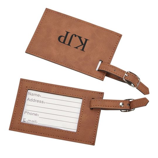 Caramel Leatherette Luggage Tags